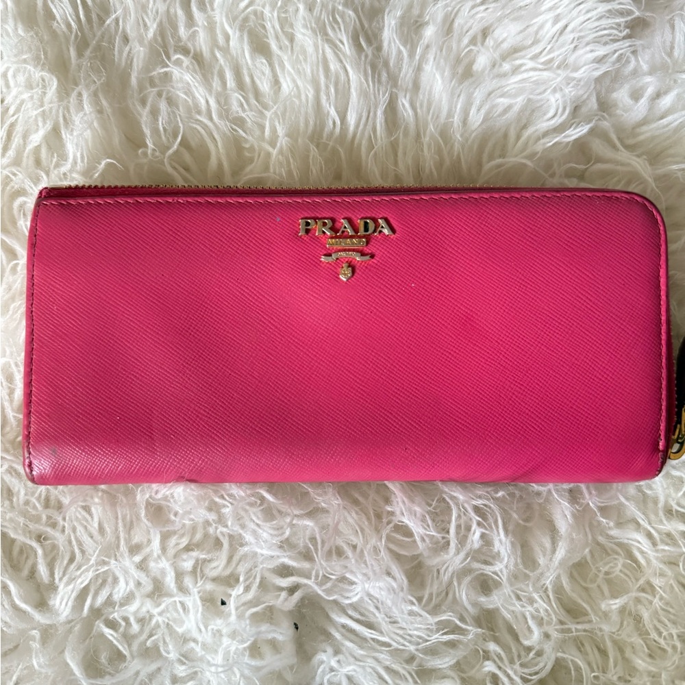 Prada Pink Saffiano Leather Wallet